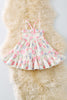 Pink rose printed girls dress with ruffle hem. DRG51353 JEAN
