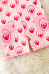 Strawberry printed girls romper with front pockets. PNG50207 Jean