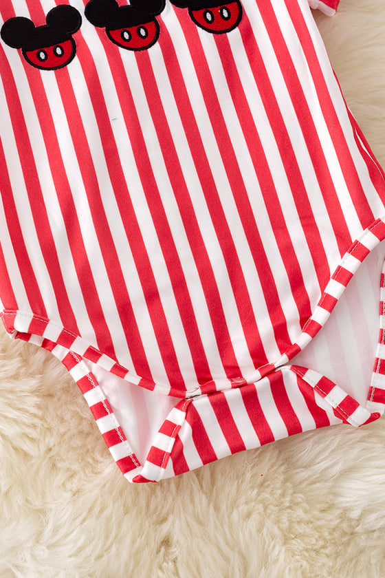 Boys red & white stripe onesie & red shorts. RPB50300 JEAN