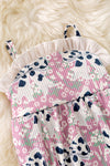 Cameo cow coquette printed bow baby romper w/ruffle hem. RPG50743 SOL
