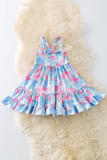  Floral & coquette bow printed tiered swing dress.   DRG51352 AMY