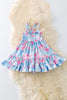 Floral & coquette bow printed tiered swing dress.   DRG51352 AMY