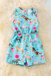 Multi-printed horse romper w/colorful flower print. PNG40201 AMY