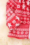 Ginger cookie-Red Christmas printed zip up jacket.  TPG51622 JEAN