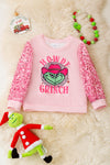 Howdy Grinch" Pink sweatshirt with sequins sleeves. TPG51374 SOLL