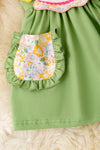 Scarecrow suspender dress with floral undershirt. OFG52155  SOL