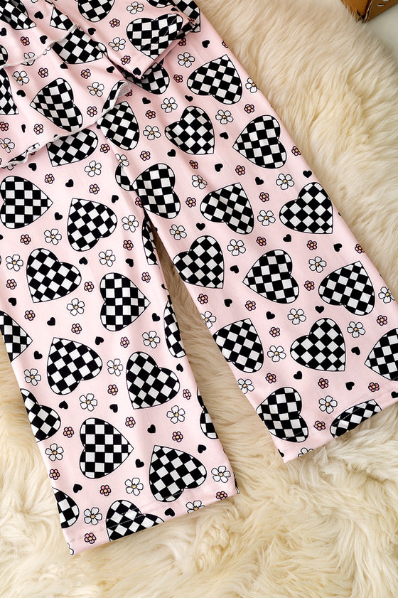 Checker heart printed girls tunic & pants. OFG60080 AMY
