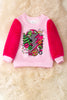 Merry Grinchmas" thunder printed pink sweatshirt with fuchsia faux fur sleeves. TPG51370 JEAN (Copy)