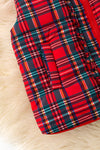Plaid ruffle trim vest with pockets. TPG60408 AMY