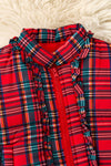Plaid ruffle trim vest with pockets. TPG60408 AMY
