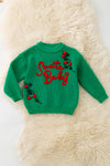 "Santa Baby" Green knit sweater. TPG60426 SOL