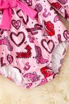 Heart  printed baby romper with pink front bow. RPG60053 JEAN