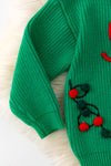 "Santa Baby" Green knit sweater. TPG60426 SOL