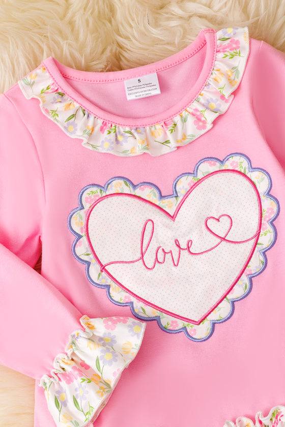 Love pink ruffle top & floral leggings. OFG60028 JEAN