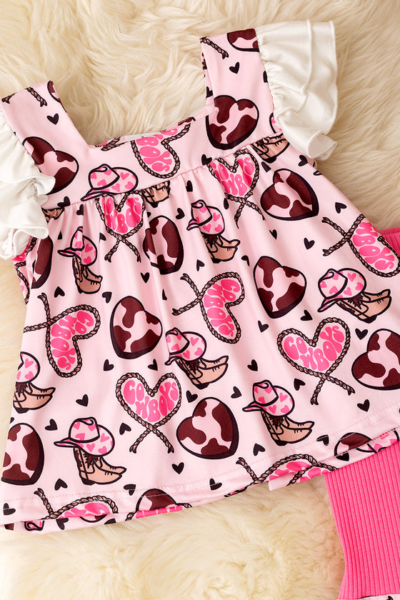 Western heart printed tunic & bell bottoms. OFG60079 AMYy