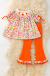 Smock & Embroidered pumpkin floral tunic & orange pants. OFG61733 JEAN
