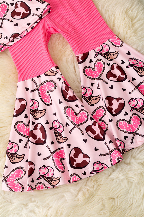 Western heart printed tunic & bell bottoms. OFG60079 AMYy