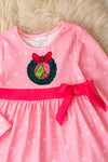 Christmas character on pink tunic and sequins bell bottoms. OFG53241 AMY