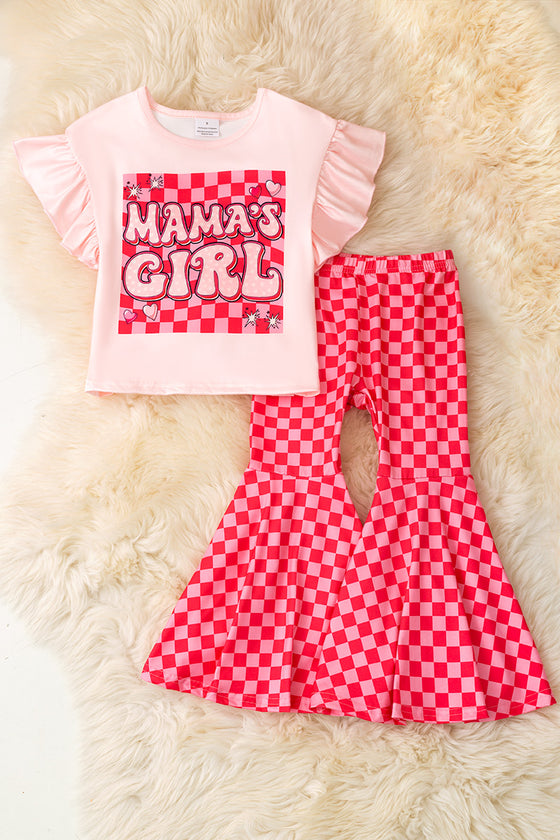 Mama's Girls angel sleeve and checkered bell bottoms. OFG60083 JEAN