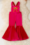 Christmas character on fuchsia velvety fabric romper. PNG50763 SOL