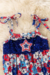 Patriotic floral baby bodysuit with sequins star. RPG60741AMY