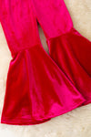 Christmas character on fuchsia velvety fabric romper. PNG50763 SOL