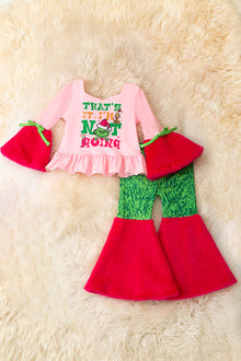  That's it. I'm not going" girls lt. pink tunic with faux fur bell sleeves and bell bottoms. OFG53240 Jean