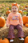 "Spooky Season" Coral applique sweatshirt with animal printed bell bottoms. OFG61728 JEAN