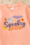 "Spooky Season" Coral applique sweatshirt with animal printed bell bottoms. OFG61728 JEAN
