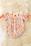 Floral smock baby romper with snaps. RPG62710 SOL