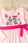 Grin off on lt. pink tunic and multi-printed bell bottoms with faux fur bells. OFG53239 amy