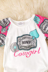 Howdy Cowgirl" multi-printed baby onesie & bloomers. RPG53245 JEAN