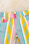 Multi-color stripe bootcut denim pants. PNG40001 SOL