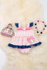 Pink plaid baby onesie / Baseball application detail & ruffle. RPG55144001 sol