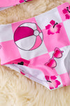 Pink & white checker printed girls swimsuit. SWG40095 WEN