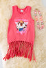 Cowgirl wild" watermelon tone tank top w/fringe. TPG40427 AMY
