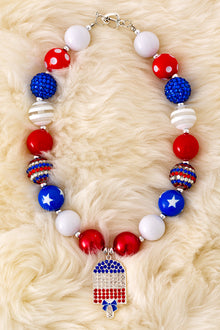  Patriotic bubble necklace w/ popsicle pendant. 3PCS/$15.00 ACG40532