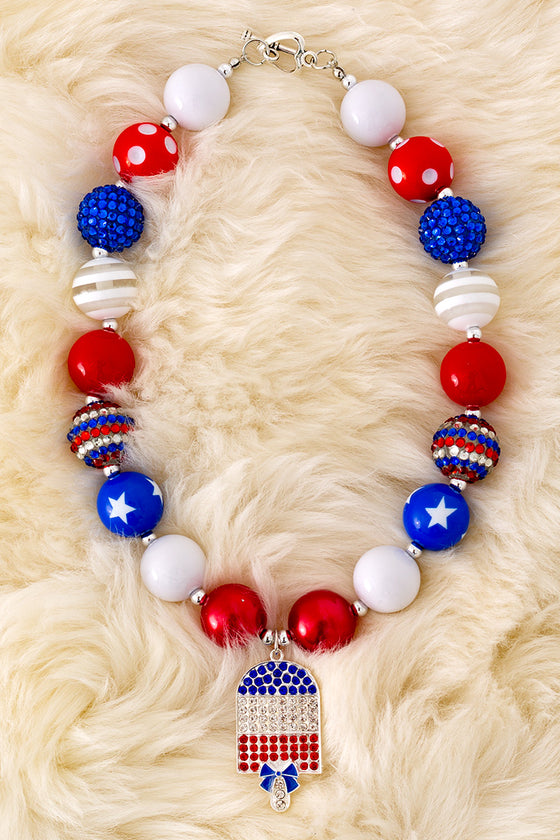 Patriotic bubble necklace w/ popsicle pendant. 3PCS/$15.00 ACG40532