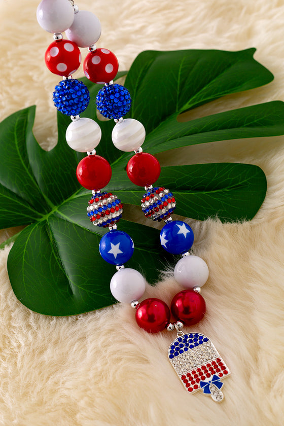 Patriotic bubble necklace w/ popsicle pendant. 3PCS/$15.00 ACG40532