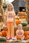 "Thankful" pumpkin printed girls tunic & gingham pants. OFG61529 AMY