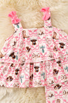 Highland cow & western boots printed tunic & bell bottoms. OFG62058 JEAN