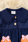 Navy blue romper w/ pumpkin applique RPG62741 AMY