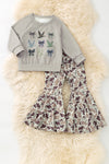Gray duck & bow printed sweatshirt and camouflage bell bottoms. OFG61394 SOL