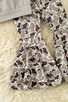 Gray duck & bow printed sweatshirt and camouflage bell bottoms. OFG61394 SOL