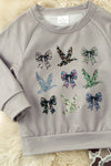 Gray duck & bow printed sweatshirt and camouflage bell bottoms. OFG61394 SOL