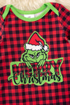 Plaid Christmas character printed boys baby bodysuit. RPG61442 MON