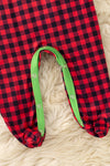 Plaid Christmas character printed boys baby bodysuit. RPG61442 MON