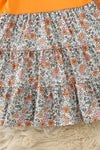 Floral ghost applique on orange dress. DRG63041 JEAN