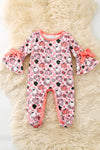 Pink Checkered & ghost printed baby bodysuit. RPG62219 SOL