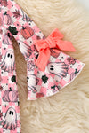 Pink Checkered & ghost printed baby bodysuit. RPG62219 SOL